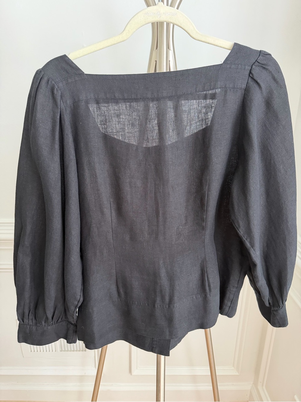 J. Crew Black Square-Neck Button-Front Linen Top Medium - Picture 4 of 6
